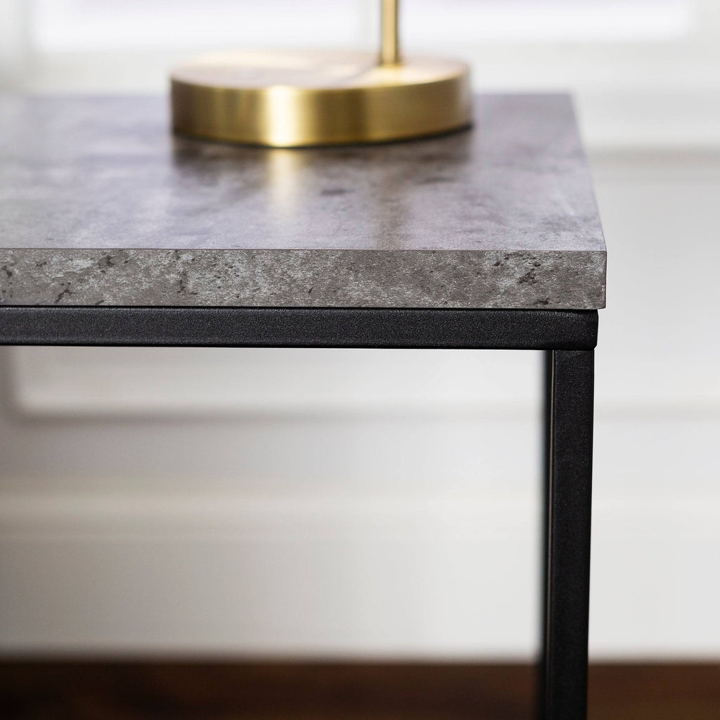 Dark Concrete Square Side Table Q6852