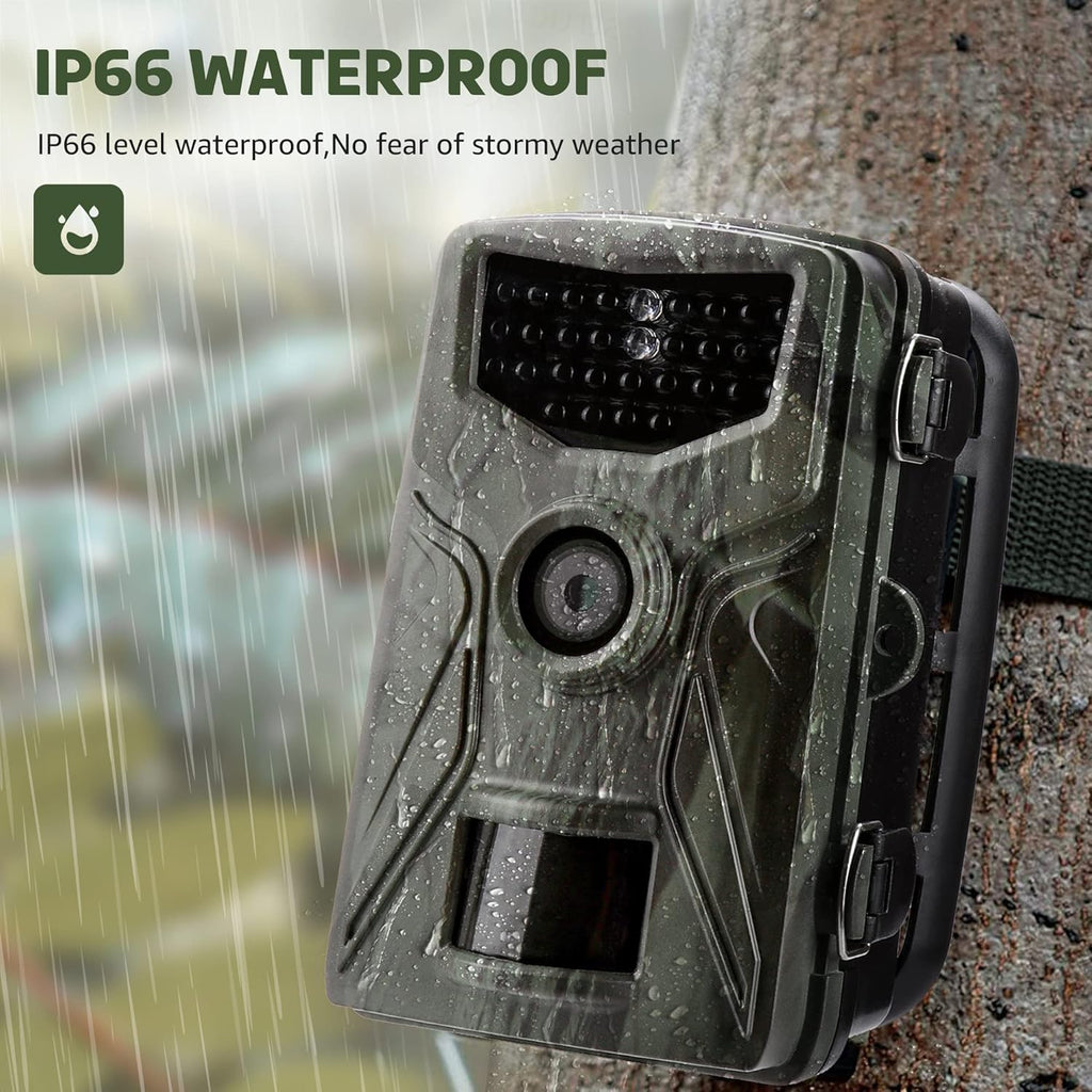 2.7K 36MP Game Camera 0.2S Trigger 65ft Range No Glow Night Vision 120° Angle IP66 Waterproof 32GB Card Pack of 2 C819552