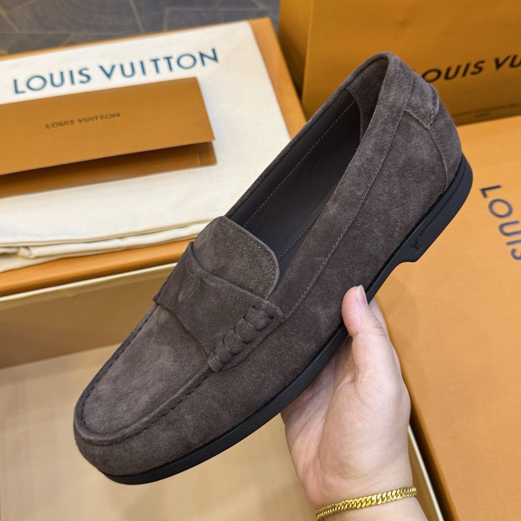 Louis Vuitton Men's Charcoal Gray Suede Loafers
